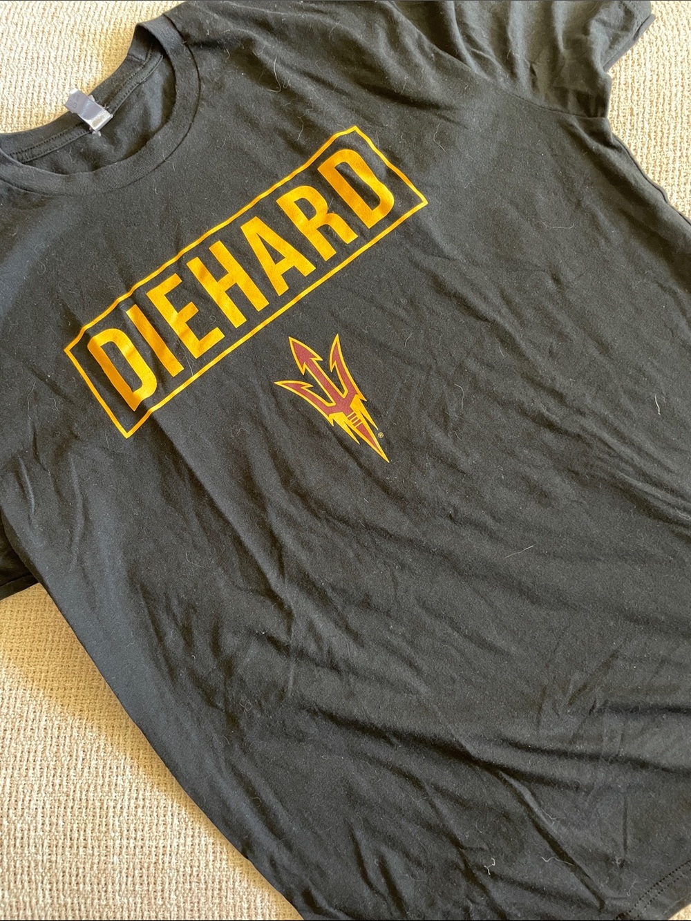 ASU Black Tee with Gold 'DIEHARD' Graphic